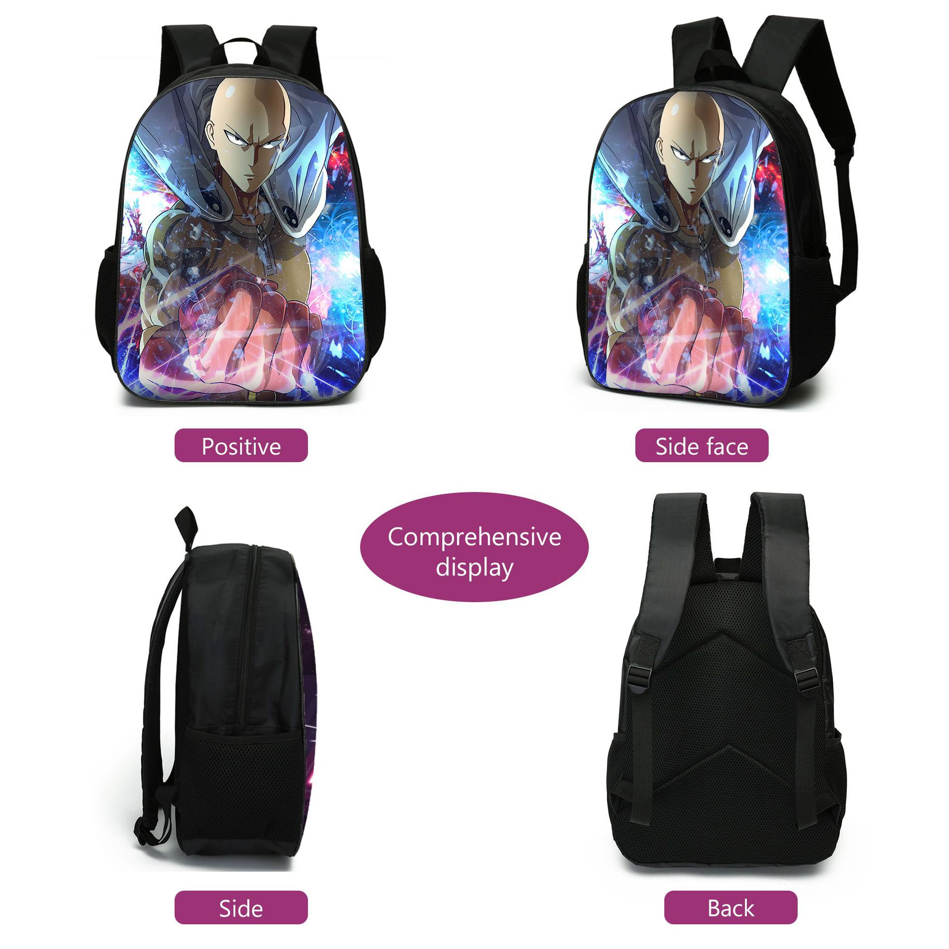 One Punch Man Kids Backpack Superhero School Bag with 3D Print Design