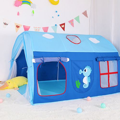 Blue Ocean Themed Pretend Play Tent for Kids - Indoor Imaginative Playhouse