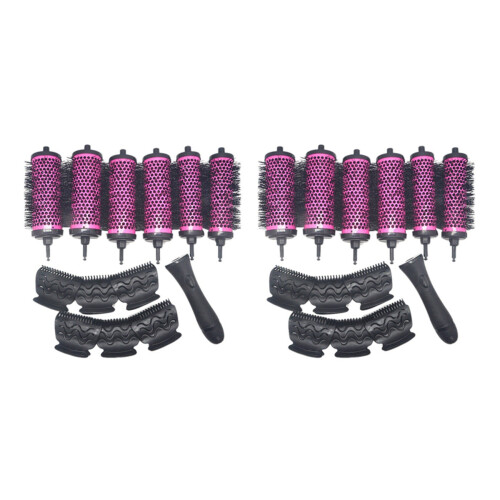 12pcs/set 3 Sizes Detachable Handle Hair Roller Brush with Positioning Clips Ceramic Bar