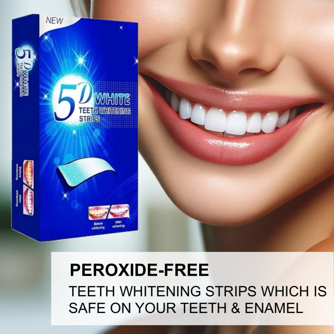 Premium Teeth Whitening Strips 28 Piece Tooth Whitening Treatments Safe On Enamel Easy to Use Home Advanced 5D Technology Tooth Whitening Kit
