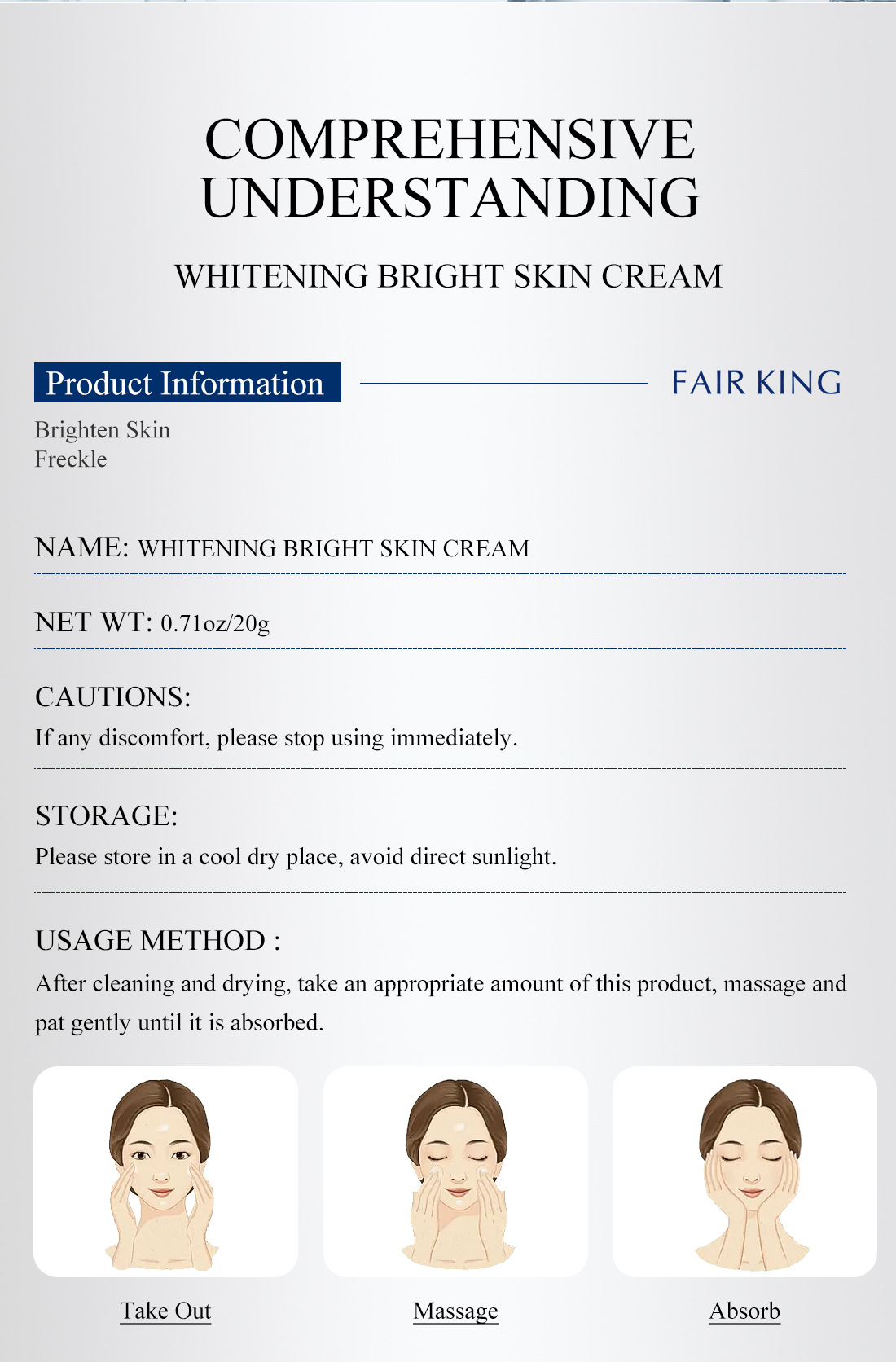 Whitening Anti-Freckle Cream Brighten Skin Tone Remove Freckles Lighten Spots Chloasma Brighten Moisturize Face Skin Care