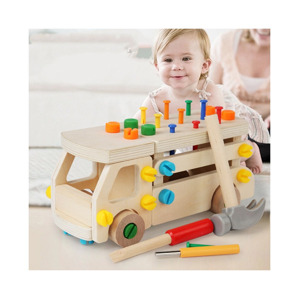Children Wooden Screwing Nut Truck Disassembly and Assembly Car Fire Engine Toy Kids Montessori Early Educational Puzzle Toys