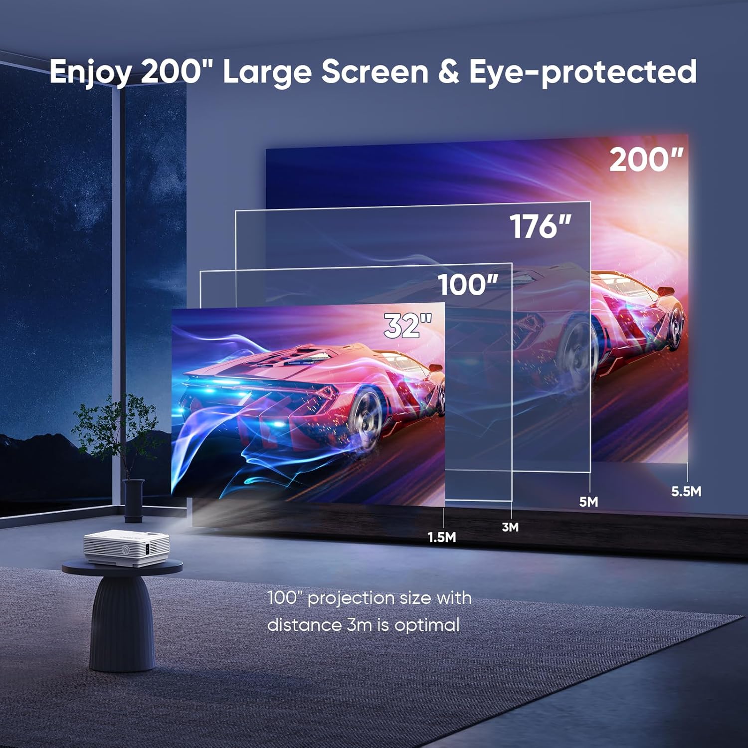 Mini Projector 15000L 5G WiFi Bluetooth Portable Projector for Bedroom Full HD 1080P Zoom Outdoor Home Theater Video Projector Compatible with TV Stick HDMI USB Laptop Smartphone
