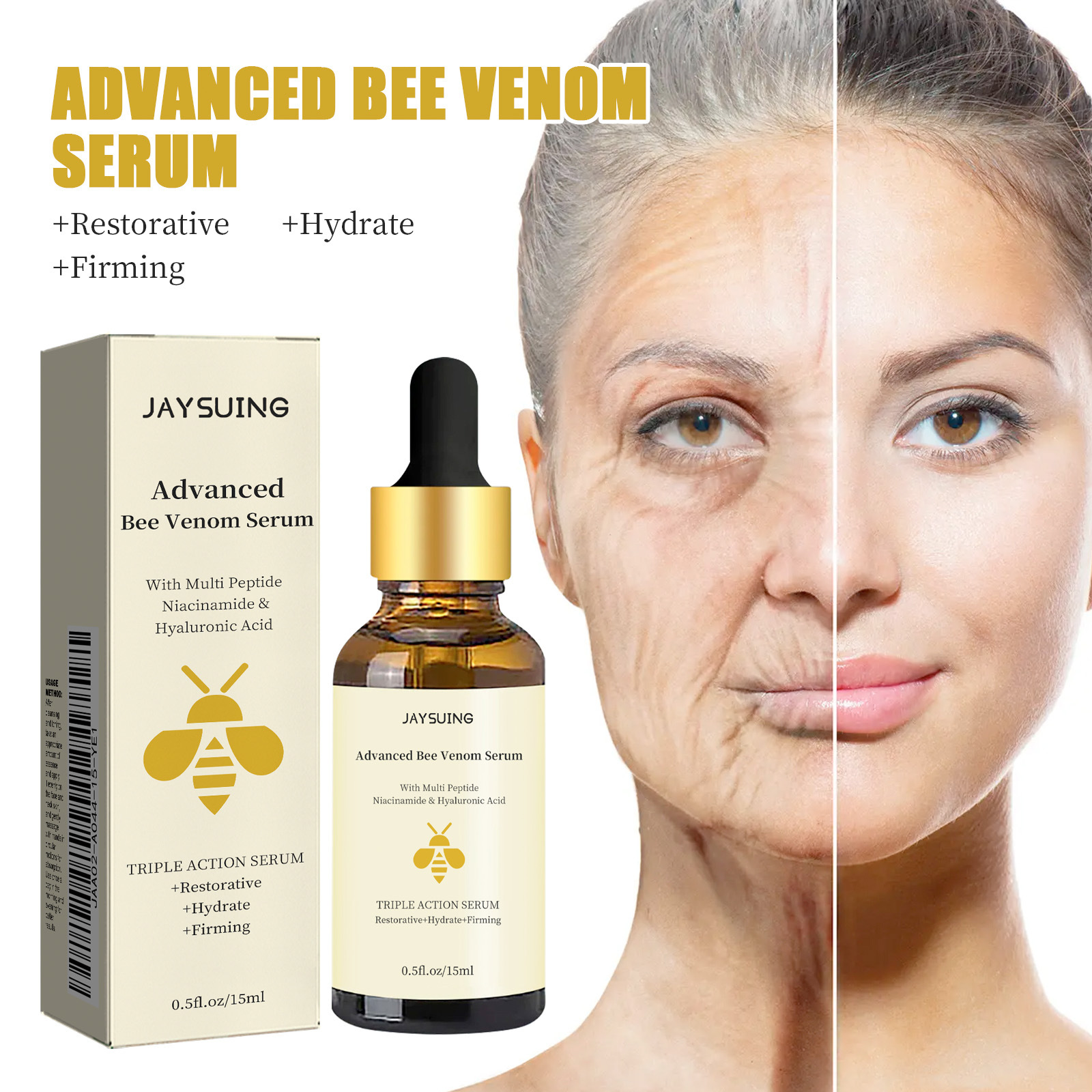 Bee Venom Serum Anti Wrinkle Essence Lightens Fine Lines Wrinkle Lines Dullness Nourishes and Firms Skin Moisturize Tighten Facial Skin Care