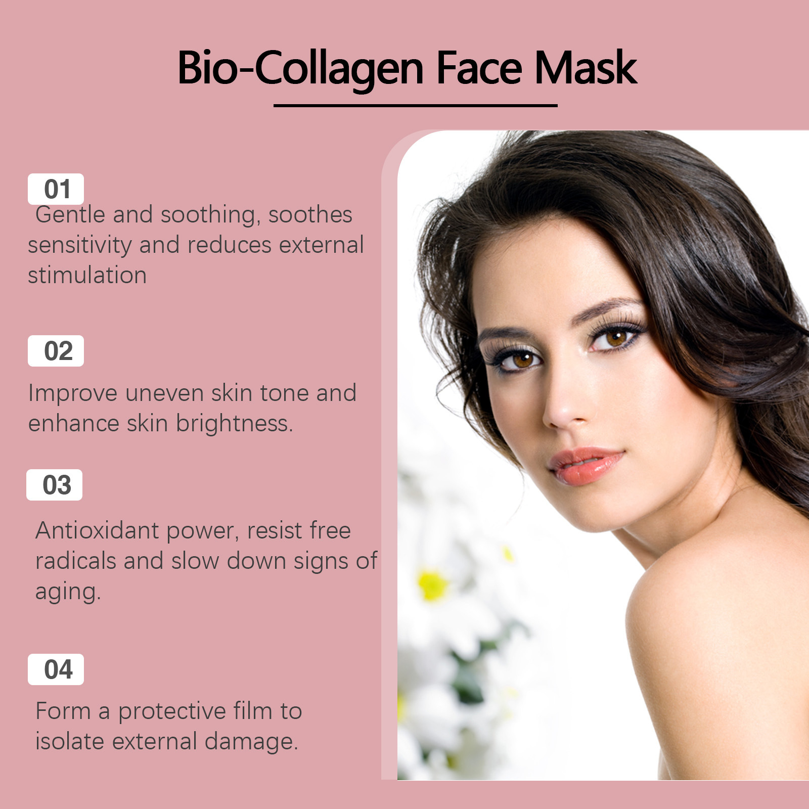 (1PC) Bio Collagen Facial Mask Shrink Pore Moisturizing Refreshing Nourish Care Skin Hydration Moisturizer Deep Lift Brightening Nourish Skin Care Product
