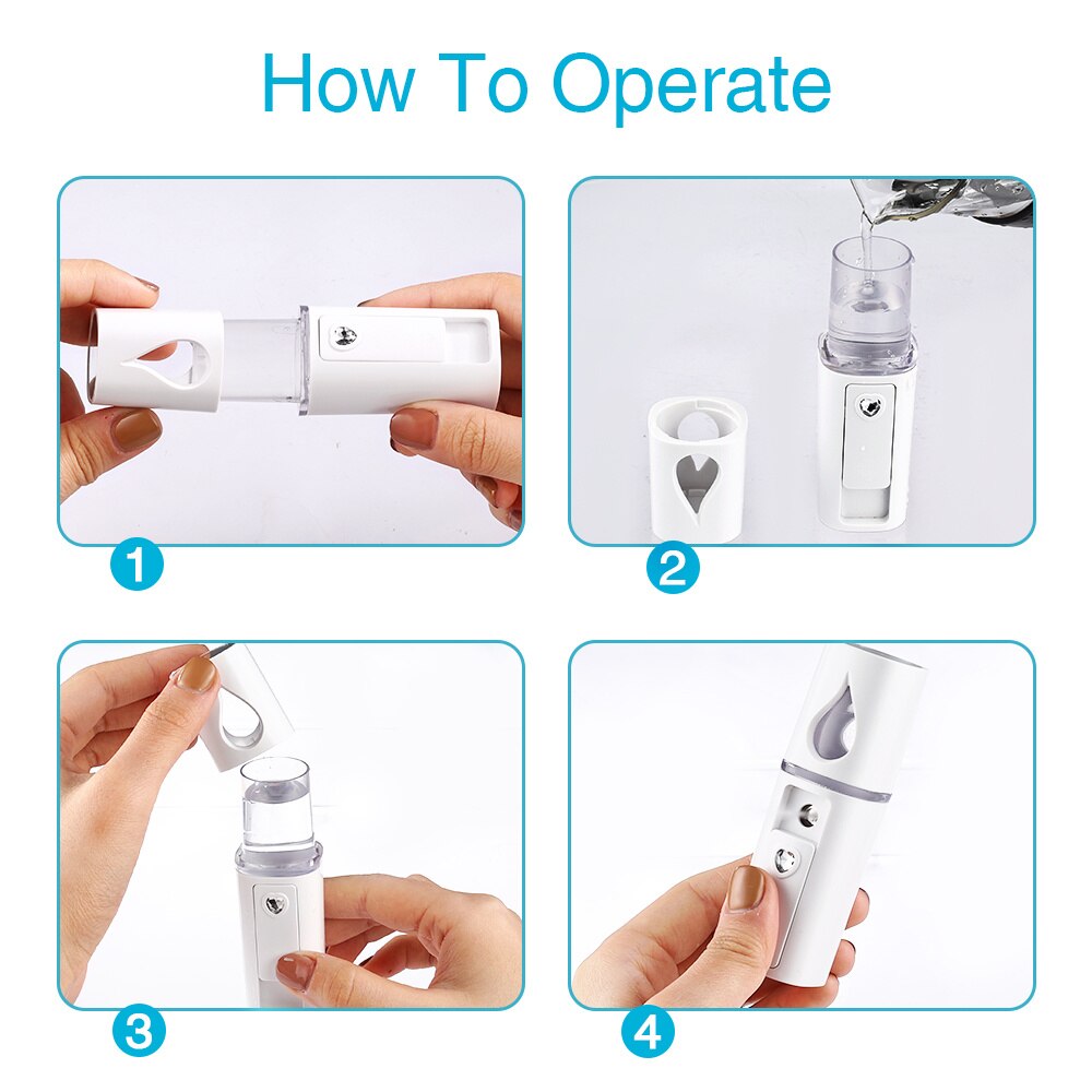 (White) Facial Mister Mini Portable Rechargeable Handy Face Humidifier Household Nano Facial Sprayer Skin Care Machine For Face Hydrating Daily Makeup Beauty Tools