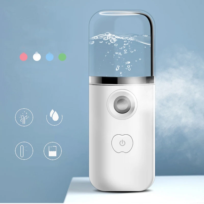 Mini Portable Humidifier Handheld Nano Mister Facial Steamer Device Toner Milk Beauty Spray Hydrating Apparatus Cold Spray Apparatus Rechargeable