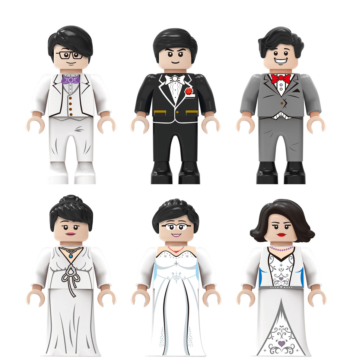 Wedding Lovers Marry Couple Building Blocks Groom Bride Groomsman Bridesmaid Figures Valentines Day Proposal Gifts Toys - Christmas Gift