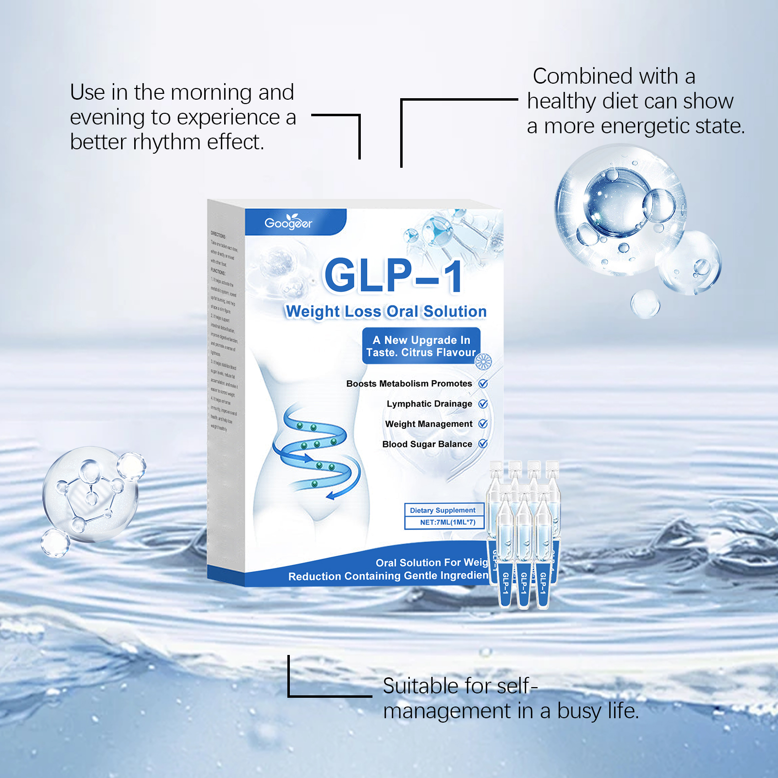 3Box Weight Loss Solution GLP-1 Health Solution Oral Liquid Weight Loss Supplement Drops Body Care Weight Management Supplies Body Slimming