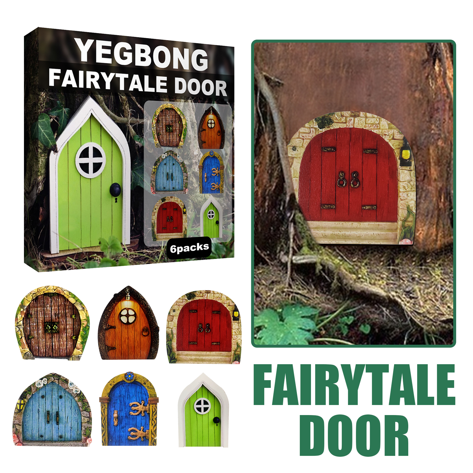 Garden Decor Fairy Door, Yard Tree Decor Wooden Miniature Dwarf Fairy Door Cute Outdoor Landscape Ornament Home Garden Art ﻿