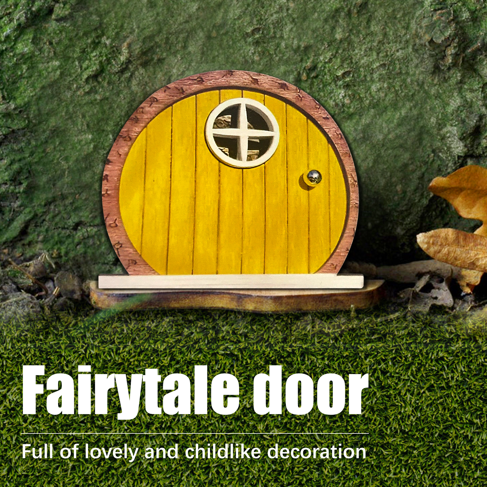 Garden Decor Fairy Door, Yard Tree Decor Wooden Miniature Dwarf Fairy Door Cute Outdoor Landscape Ornament Home Garden Art ﻿
