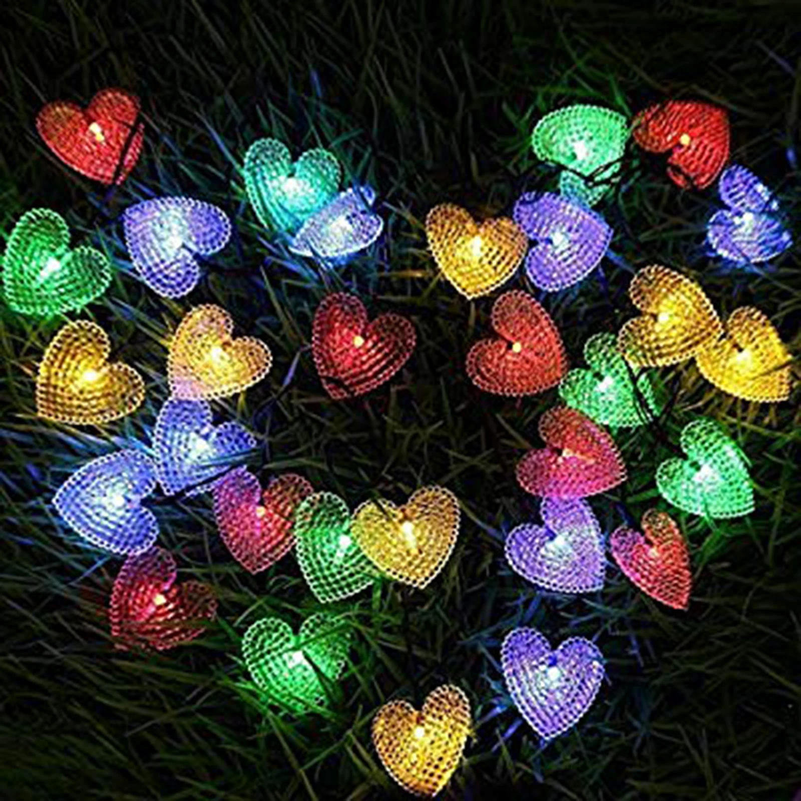 (RGB) Outdoor Waterproof Solar Love Lighting Chain 12 M 100 Light Small Heart