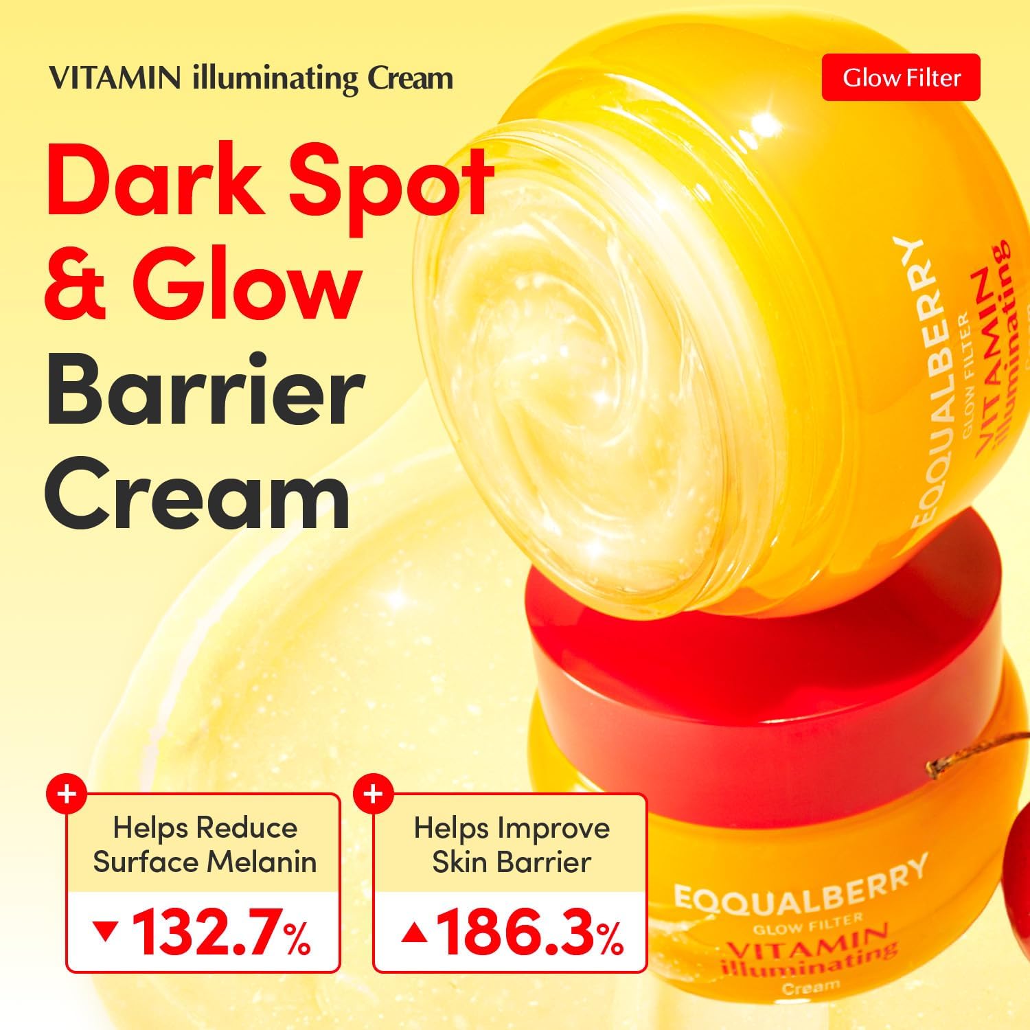 EQQUALBERRY Vitamin Illuminating Cream 50ml Brightening Face Body Moisturiser Niacinamide Tranexamic Acid Vitamin CLightweight Hydration Skin Tone Support New
