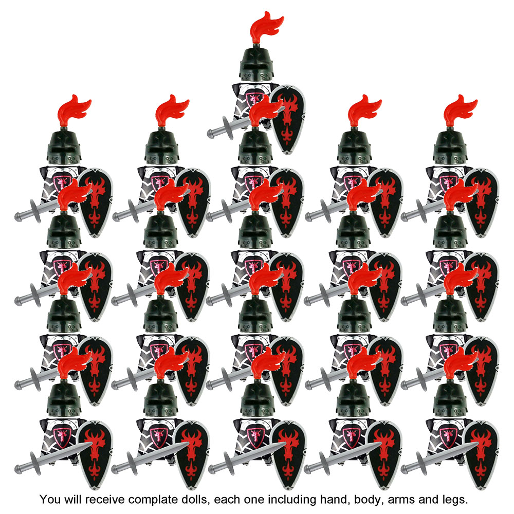(Army D) Kids Toys Dragon Castle Royal King Knight Battle Steed Rome Cavalry Warrior Building Block Mini Figure Gifts
