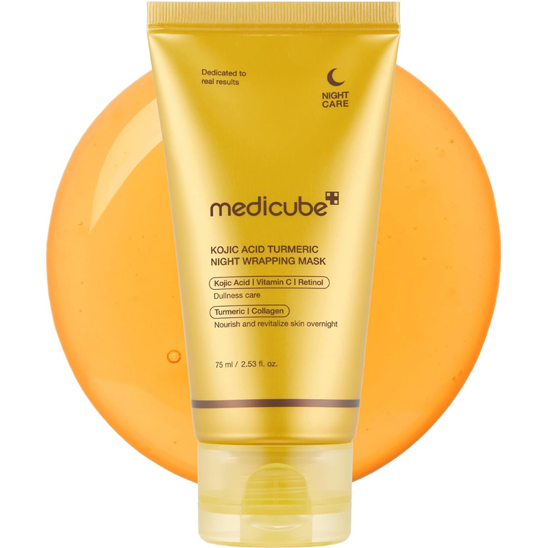 medicube Wrapping Mask Kojic Acid Turmeric Vitamin C Overnight Peel Off Facial Mask Brighten Defends Against Skin Stress Glowing Complexion Korean Skin Care