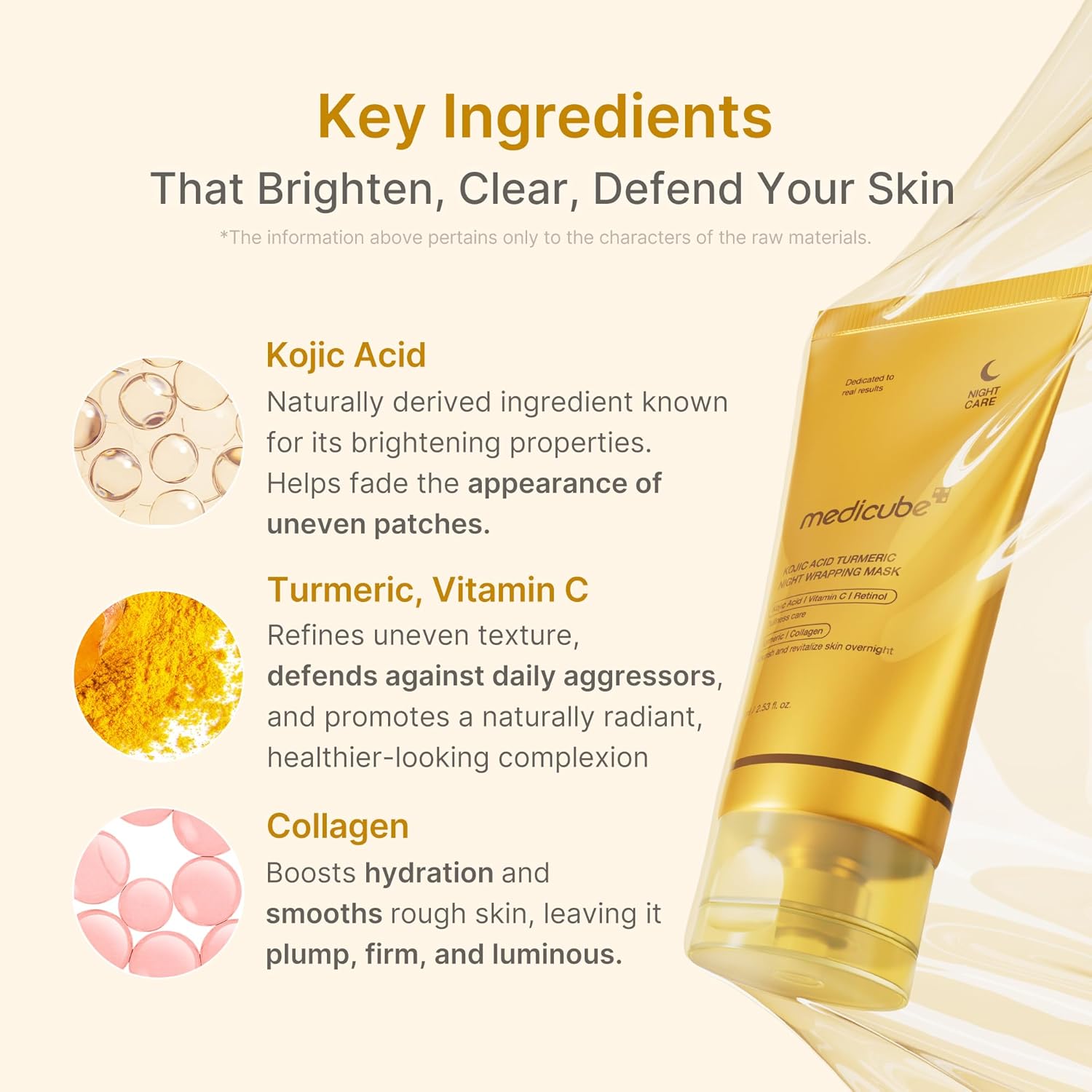 medicube Wrapping Mask Kojic Acid Turmeric Vitamin C Overnight Peel Off Facial Mask Brighten Defends Against Skin Stress Glowing Complexion Korean Skin Care
