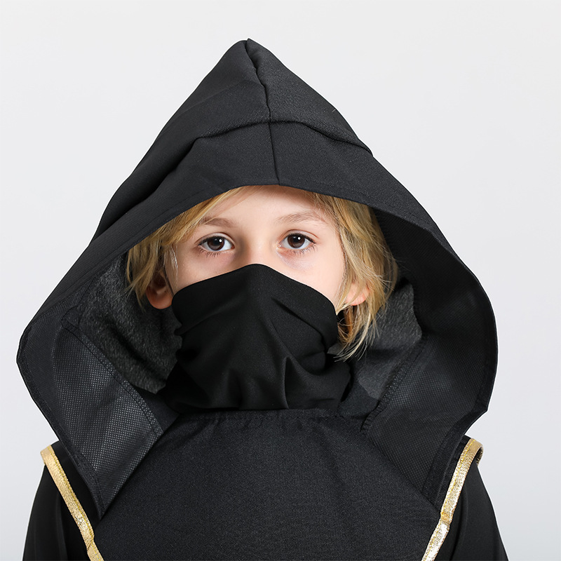(S) Ninja Samurai Costume Set for Child Halloween Cosplay with Sword Accessories Japanese Warrior Outfit New Year Performance Party