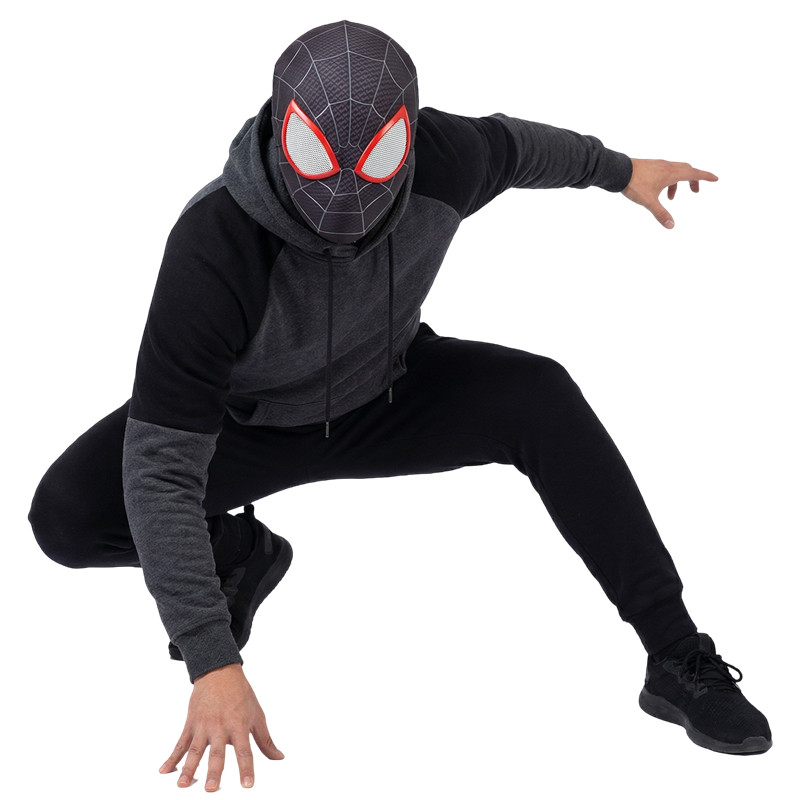 (06) Remy Miles Steel Spider Superhero Mask for Kids Adults with Spandex Lenses Halloween Cosplay Party Game Prop Performance