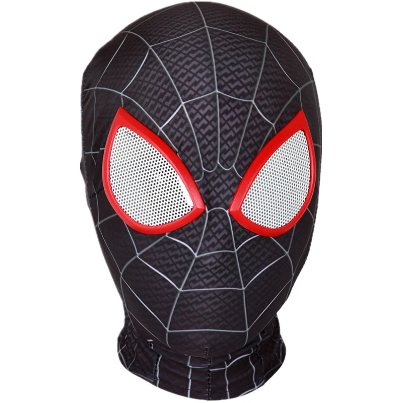 (06) Remy Miles Steel Spider Superhero Mask for Kids Adults with Spandex Lenses Halloween Cosplay Party Game Prop Performance