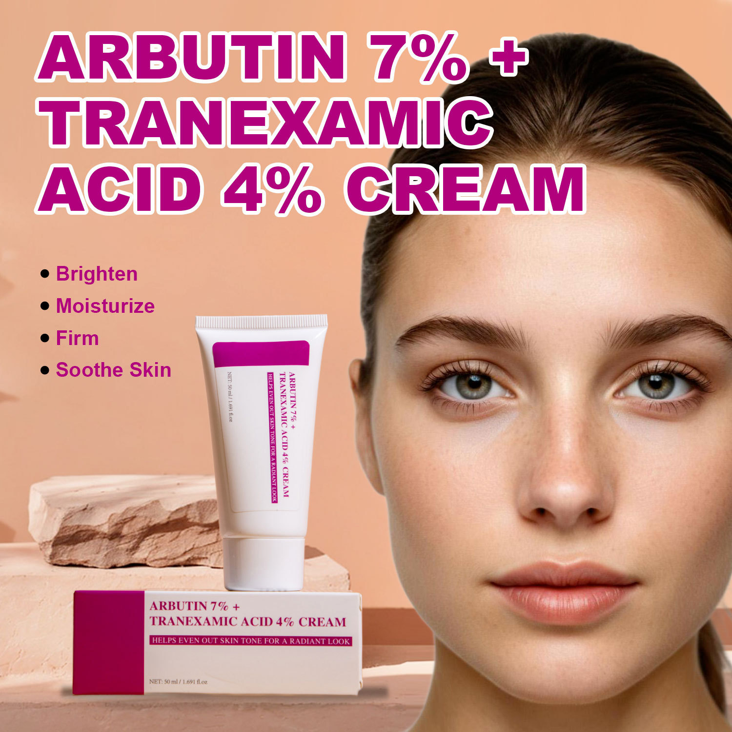 Arbutin Tranexamic Acid Face Cream 7% Arbutin and 4% Tranexamic Acid Brightening Moisturising for Skin Care Home Use Natural