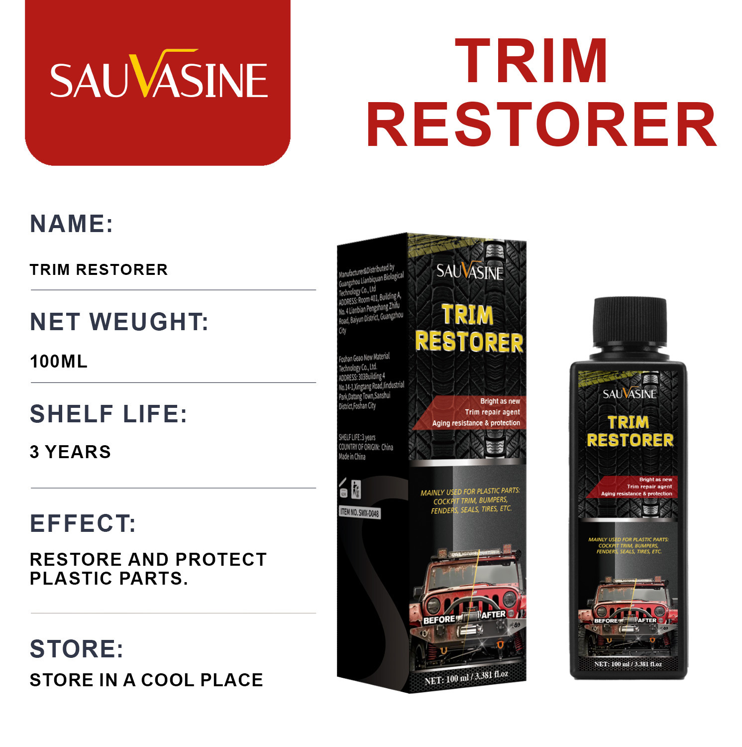 Plastic Leather Interior Trim Restorer Anti Dust Shine Protective Dashboard Care 100ml