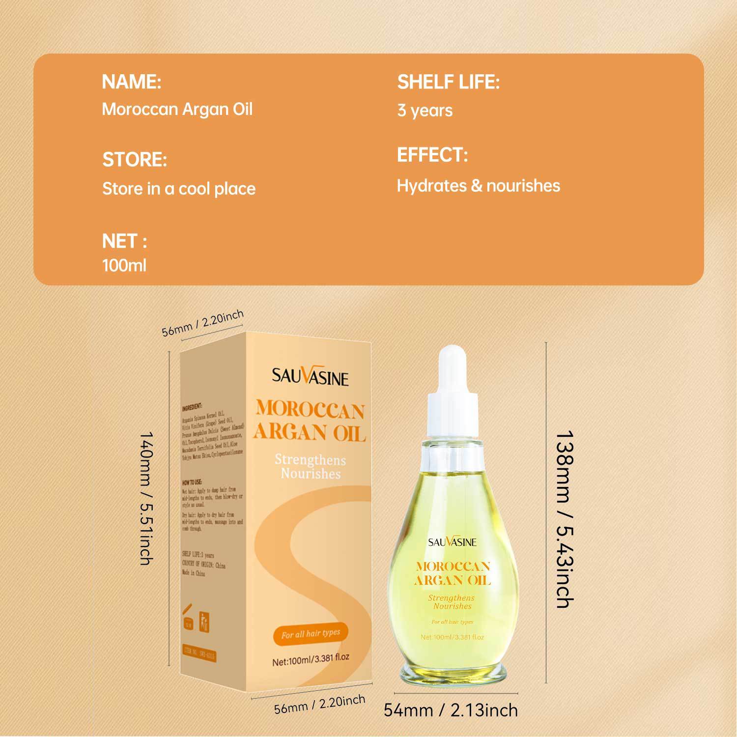 Moroccan Argan Hair Oil Nourishing Strengthening Smoothing For Dry Damaged Hair Daily Scalp And Strand Care 100ml