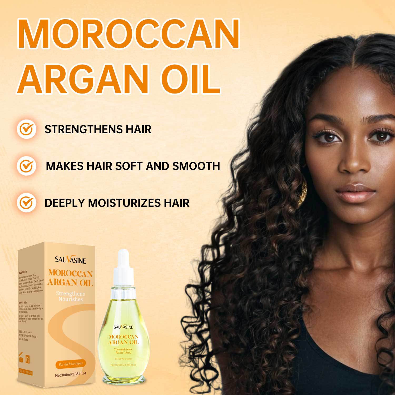 Moroccan Argan Hair Oil Nourishing Strengthening Smoothing For Dry Damaged Hair Daily Scalp And Strand Care 100ml