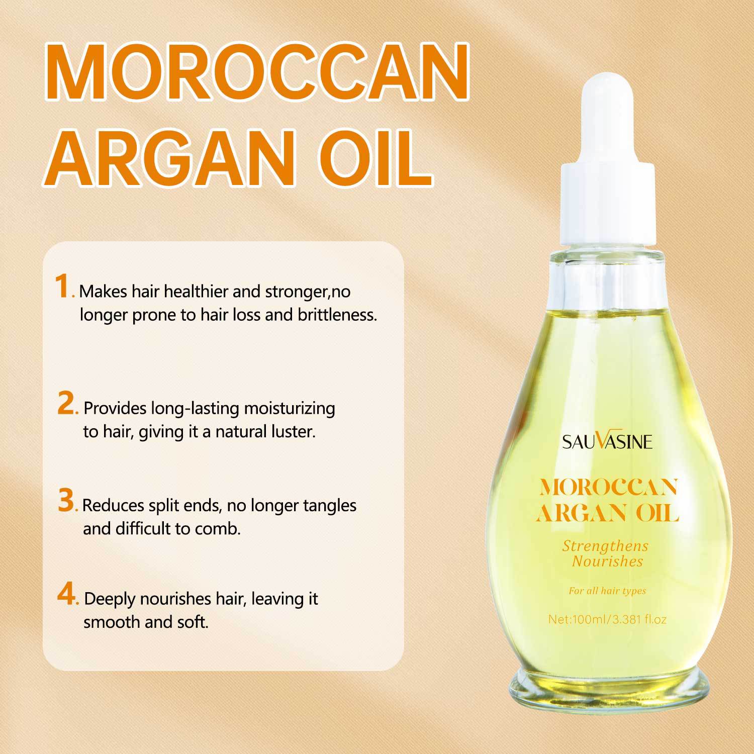 Moroccan Argan Hair Oil Nourishing Strengthening Smoothing For Dry Damaged Hair Daily Scalp And Strand Care 100ml