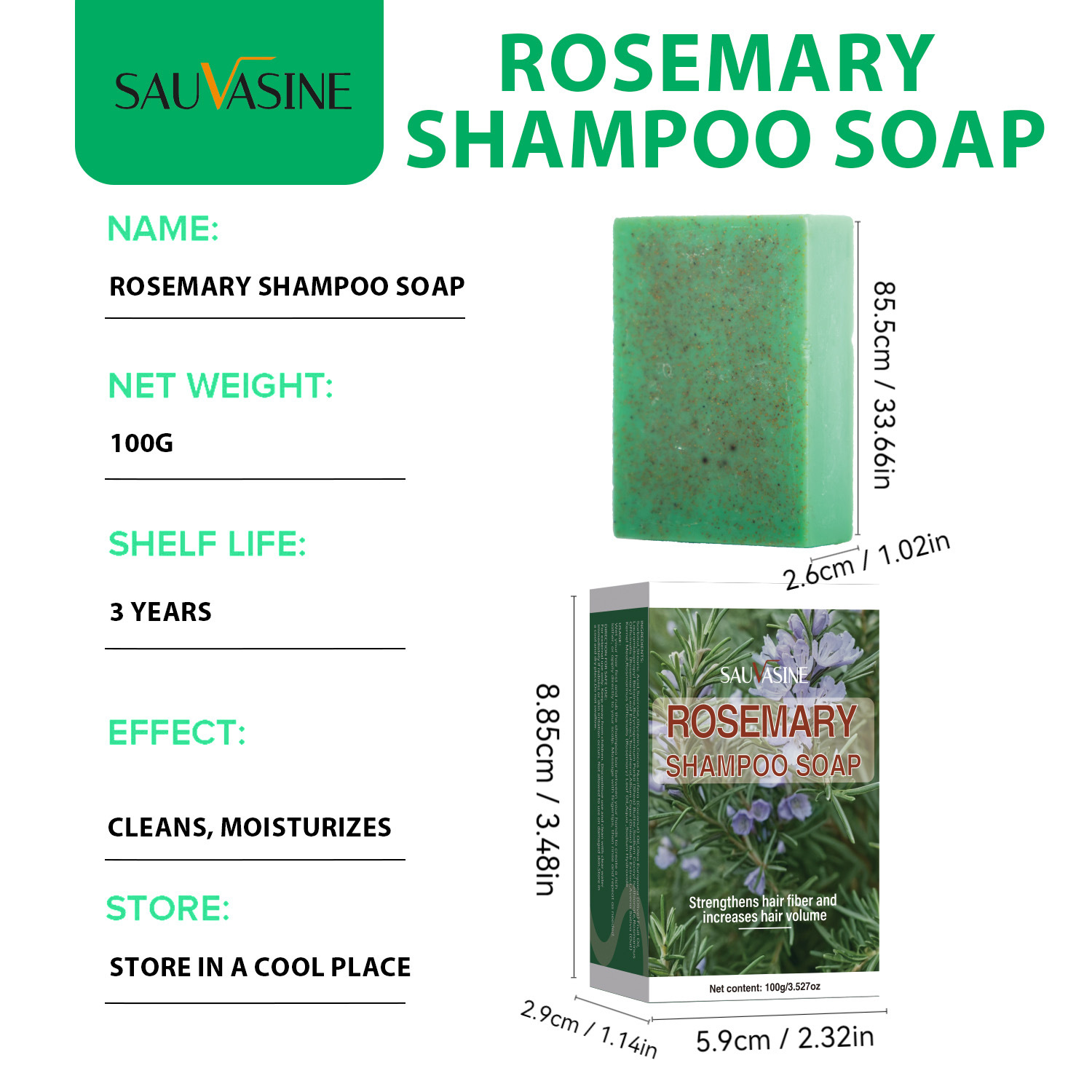 Rosemary Shampoo Bar Nourishing Scalp Strengthening Roots For Dry Damaged Hair Daily Deep Cleansing And Repair 100g