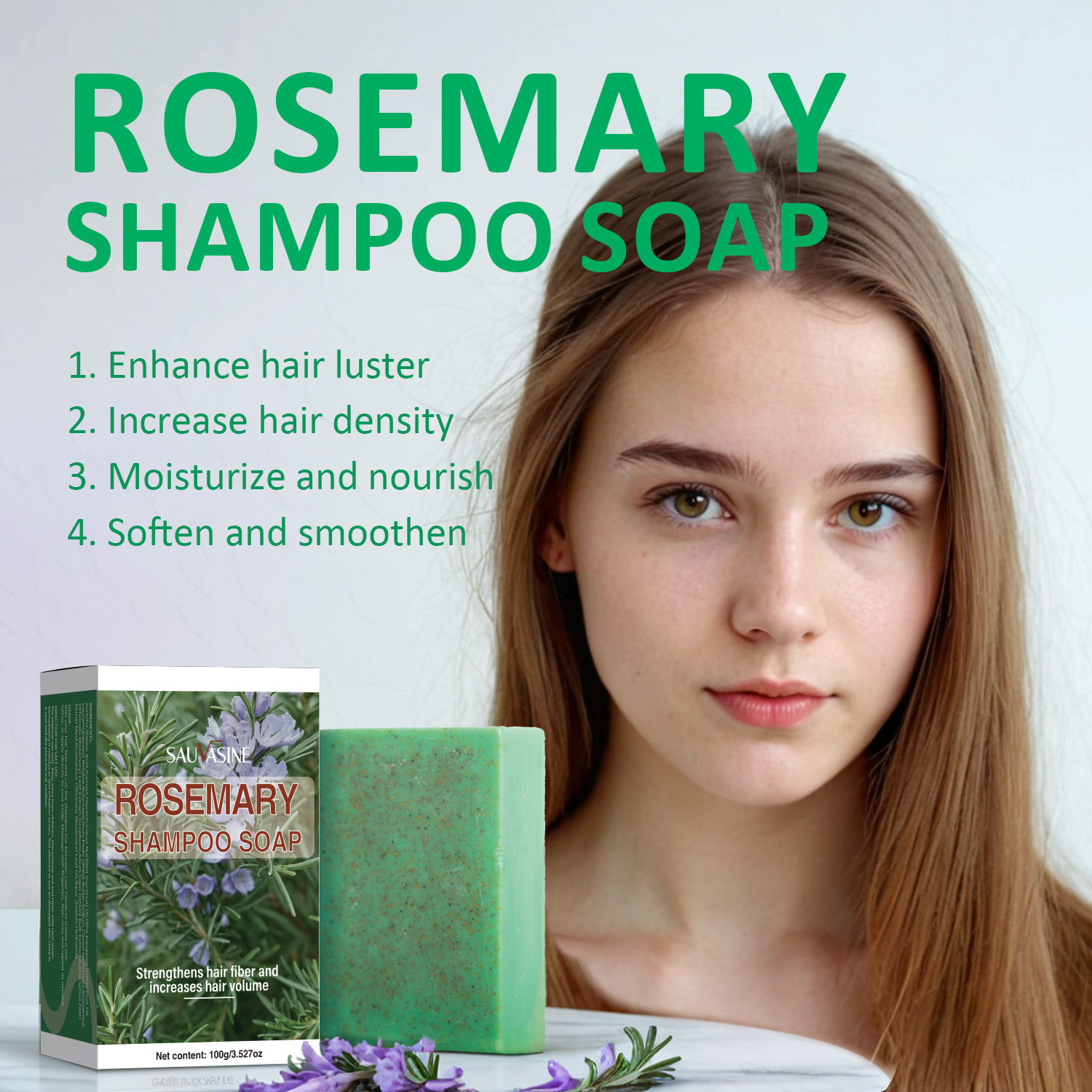 Rosemary Shampoo Bar Nourishing Scalp Strengthening Roots For Dry Damaged Hair Daily Deep Cleansing And Repair 100g