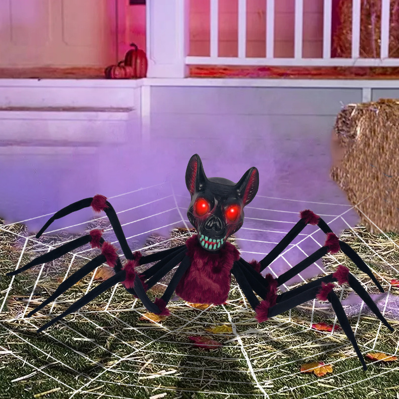 (Spider) Electric Spider Crawling Walking Thrilling Scary Light Up Sound Activated Electric Atmosphere Decor Prop