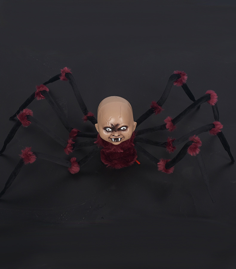 (Spider) Electric Spider Crawling Walking Thrilling Scary Light Up Sound Activated Electric Atmosphere Decor Prop