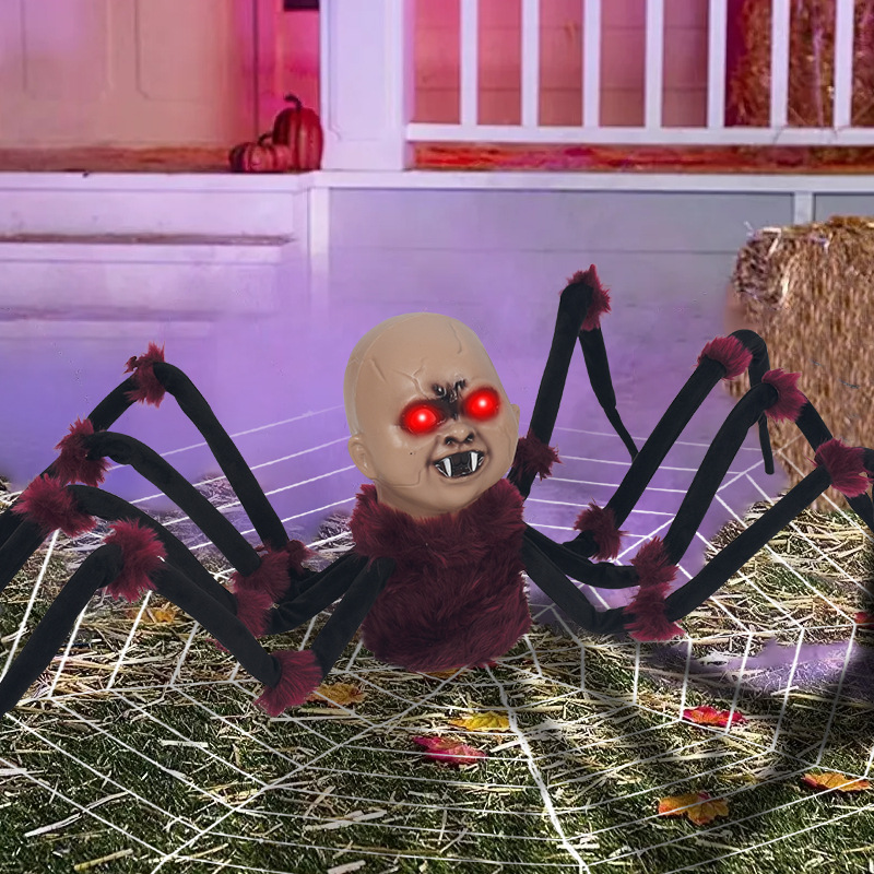 (Spider) Electric Spider Crawling Walking Thrilling Scary Light Up Sound Activated Electric Atmosphere Decor Prop