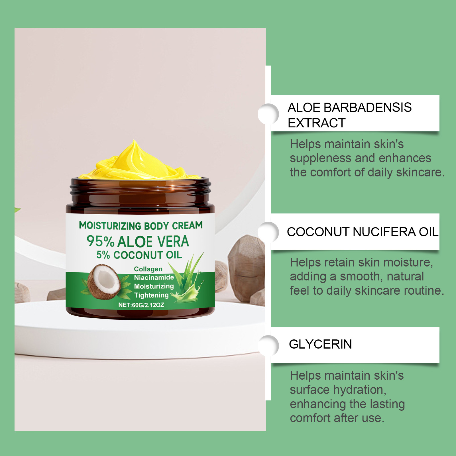 Aloe Moisturizing Body Cream Hydrates Skin Fresh Natural Fragrance Fits All Skin Types Daily Whole Body Care