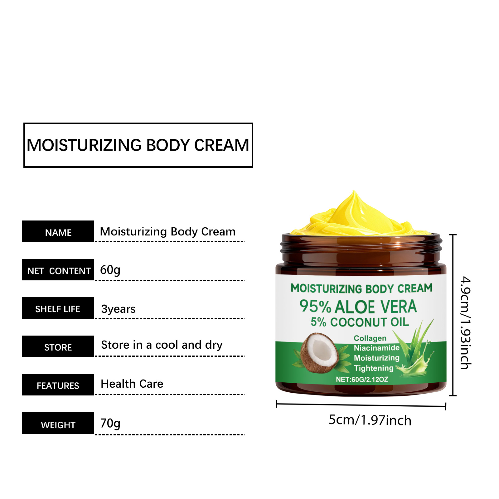 Aloe Moisturizing Body Cream Hydrates Skin Fresh Natural Fragrance Fits All Skin Types Daily Whole Body Care
