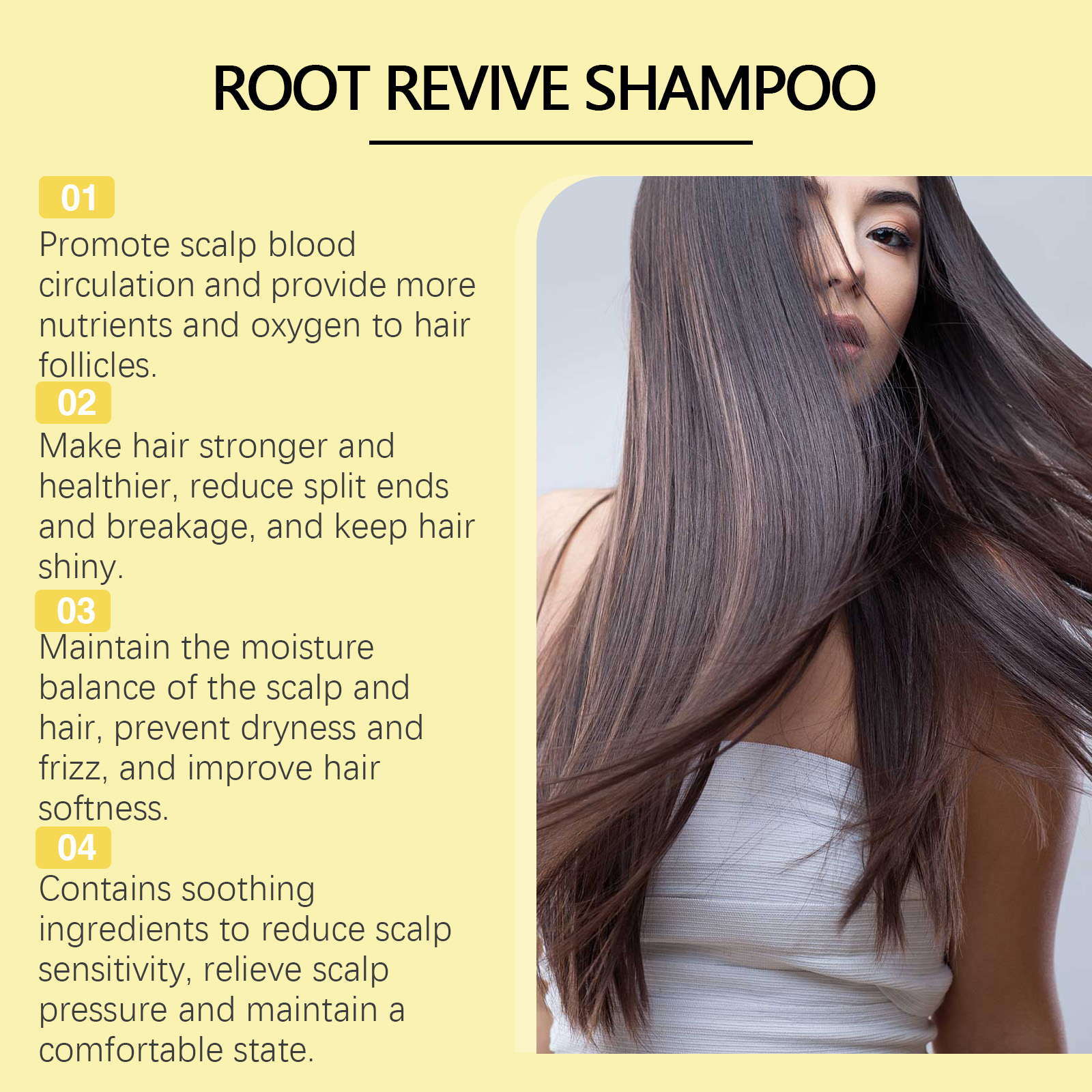 Ginseng Root Shampoo Deep Clean Scalp Nourish Soft Shiny Fluffy Fine Hair Strands