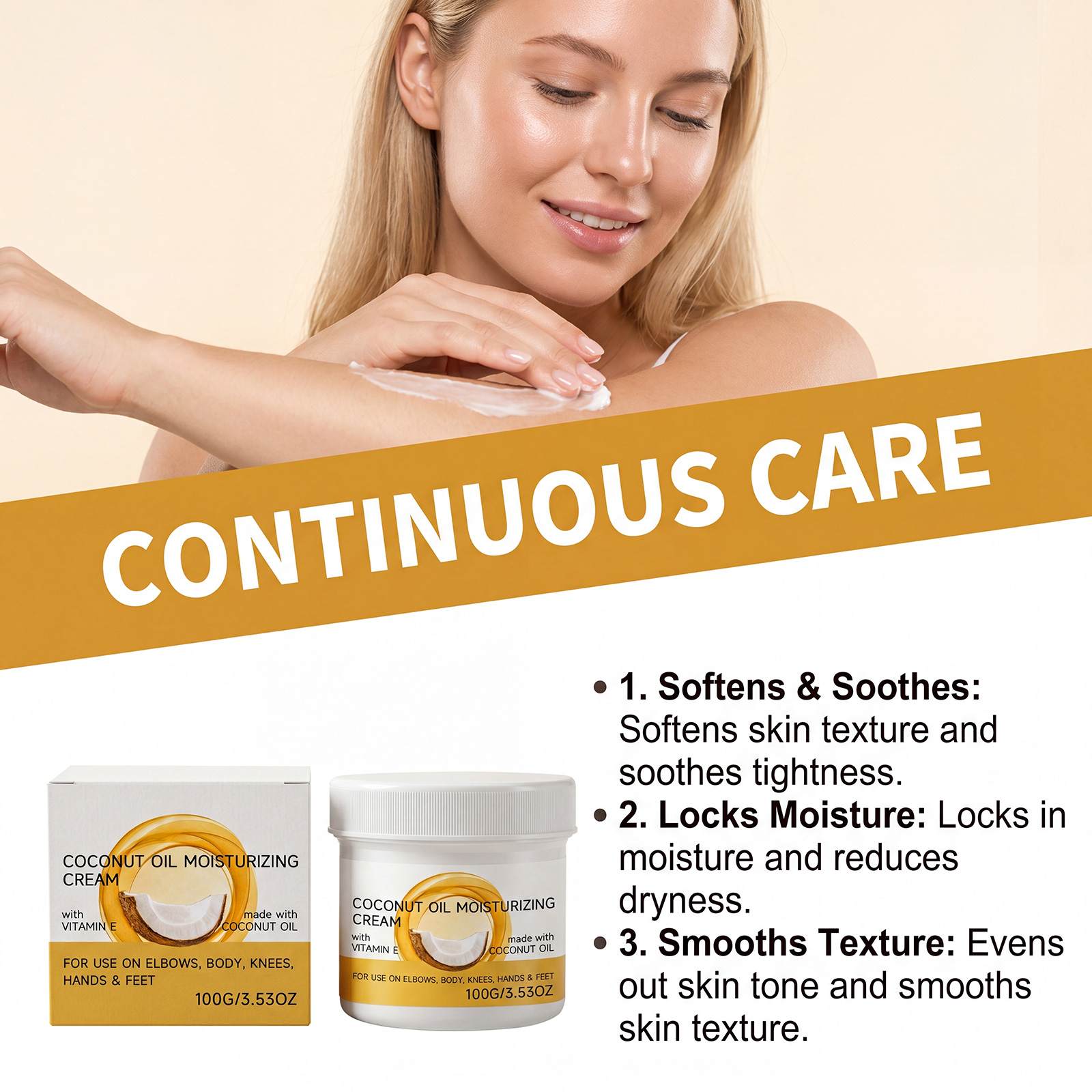 Coconut Oil Moisturizing Cream Extract Coconut Essence Hydrate Soft Smooth Absorb Dry Skin Care
