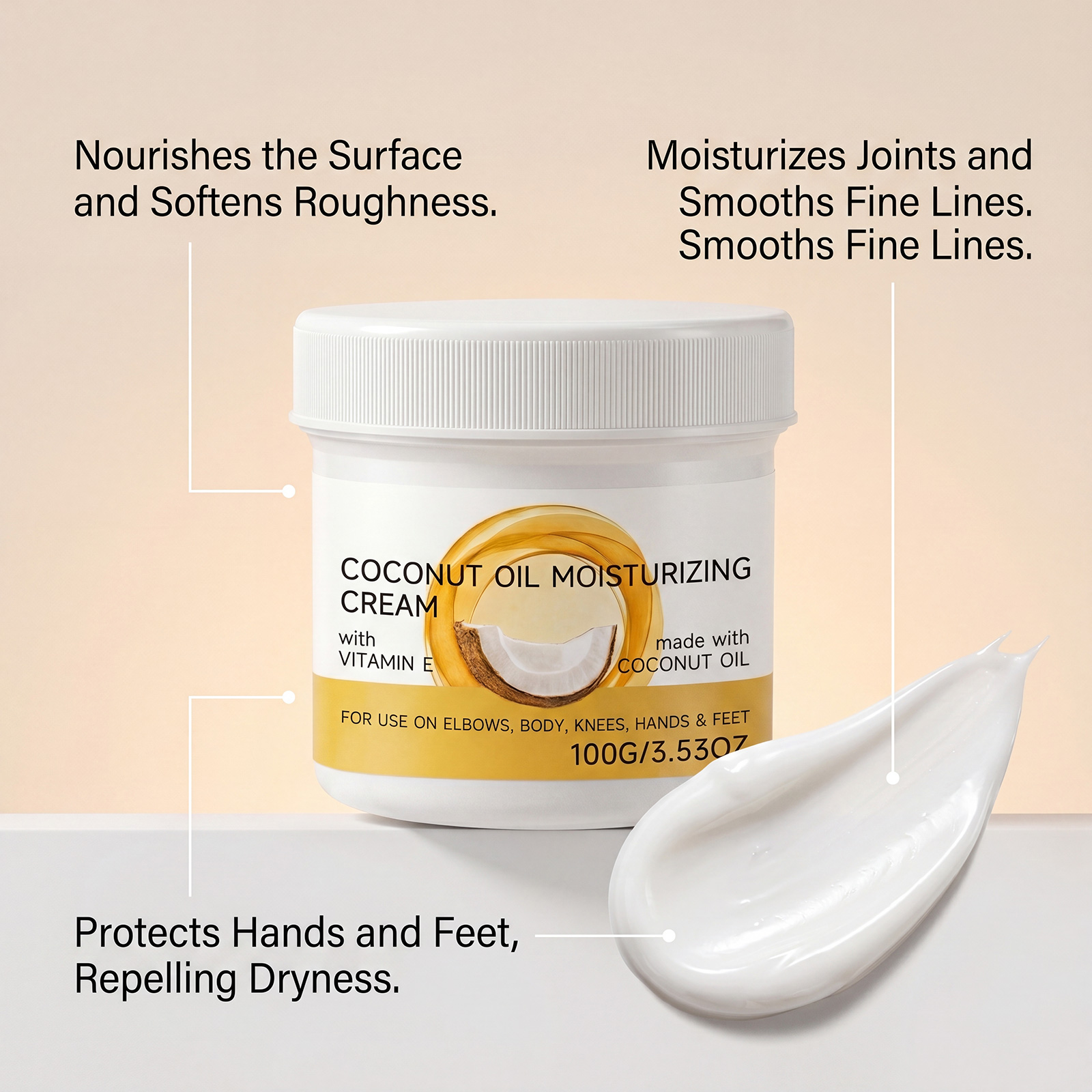 Coconut Oil Moisturizing Cream Extract Coconut Essence Hydrate Soft Smooth Absorb Dry Skin Care