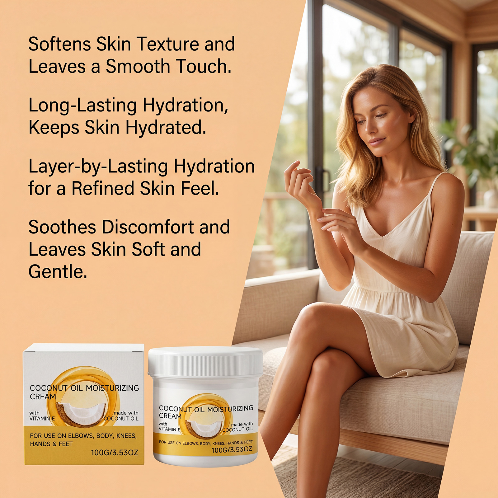 Coconut Oil Moisturizing Cream Extract Coconut Essence Hydrate Soft Smooth Absorb Dry Skin Care