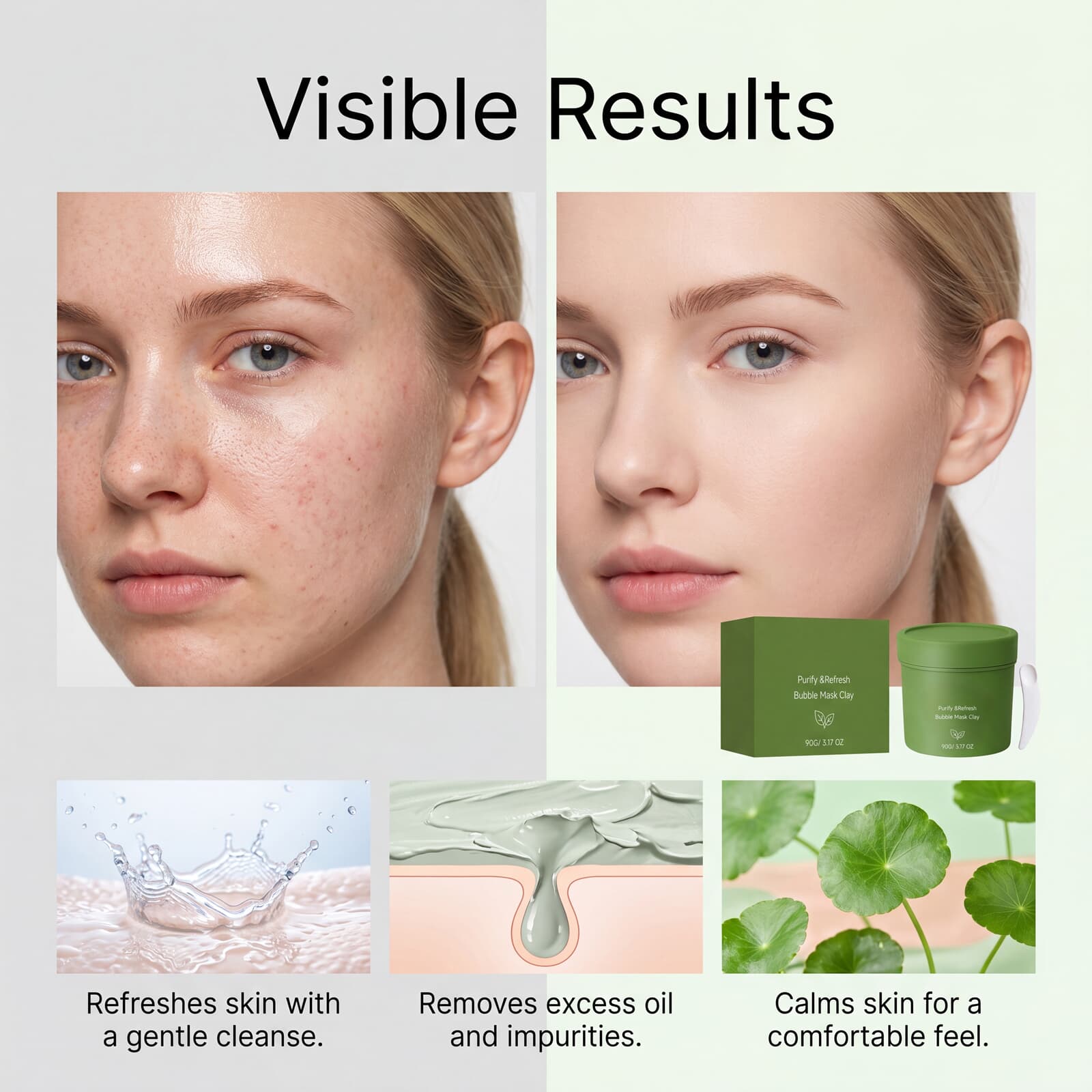Bubble Cleansing Mask Gentle Exfoliating Pore Smoothing Brightening Skin Refreshing Spreadable Facial Skin Care