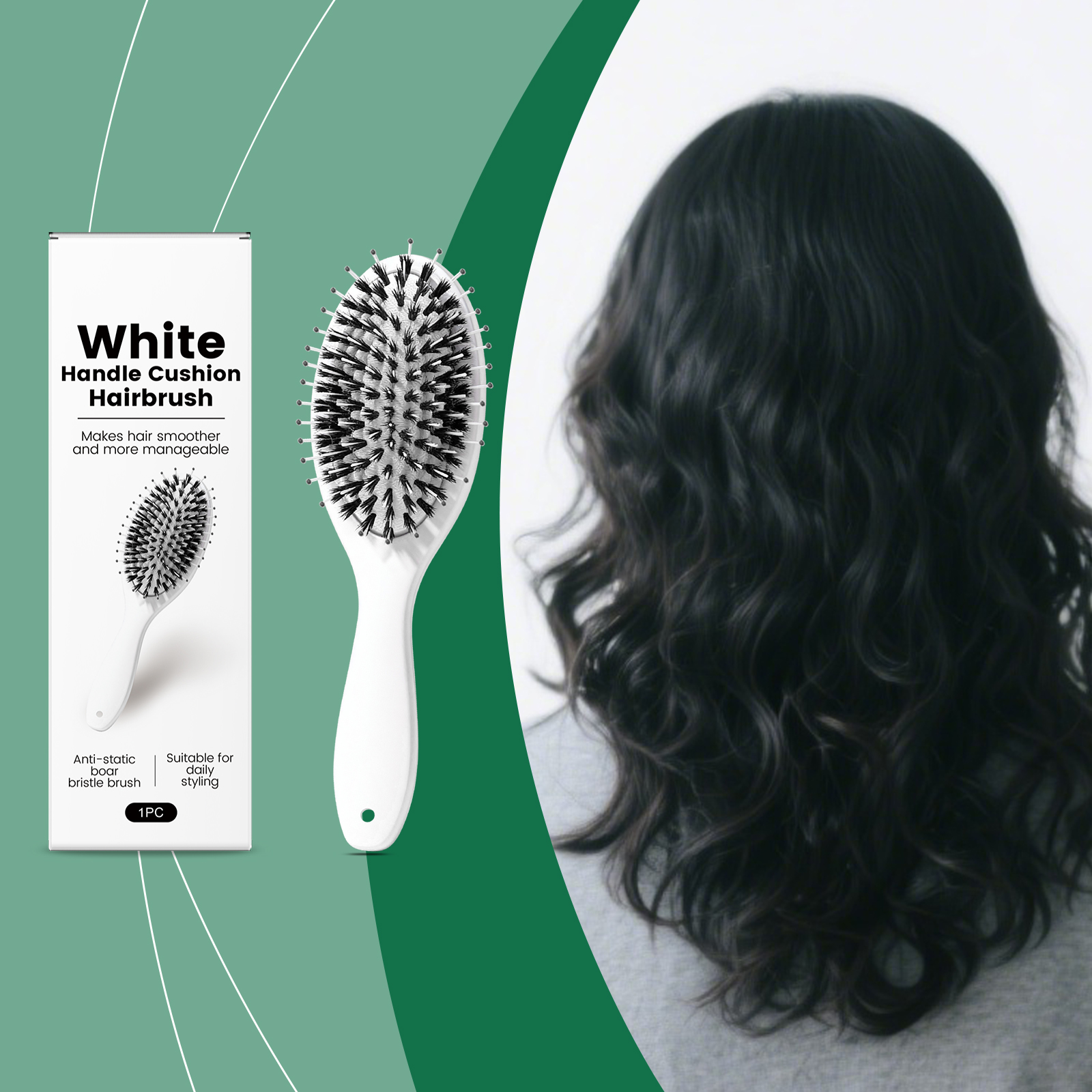 White Handle Bristle Air Cushion Comb Mild Comfort Untangle Knot Light Durable Small Anti Slip Daily Use