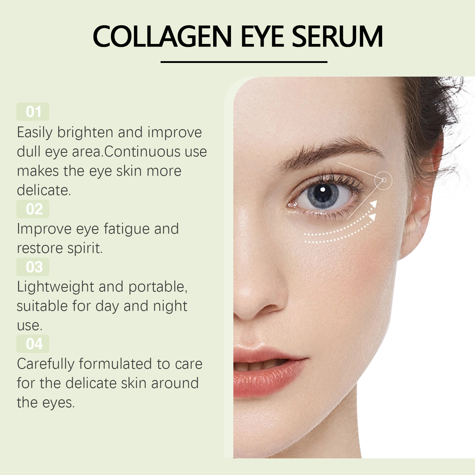 Collagen Eye Essence Moisturizing Repair Hydrating Eye Skin Brightening Firming Roller Ball Essence