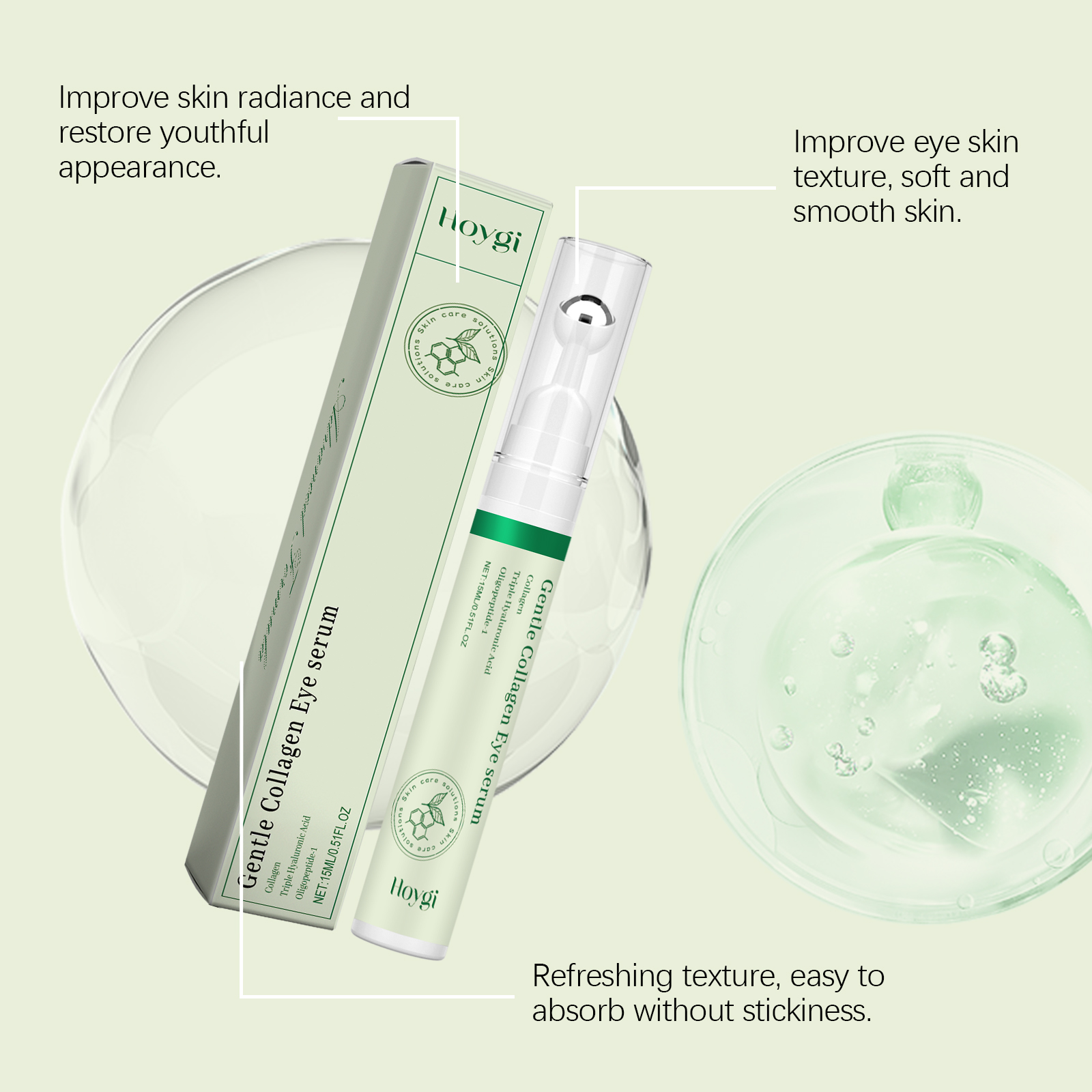 Collagen Eye Essence Moisturizing Repair Hydrating Eye Skin Brightening Firming Roller Ball Essence