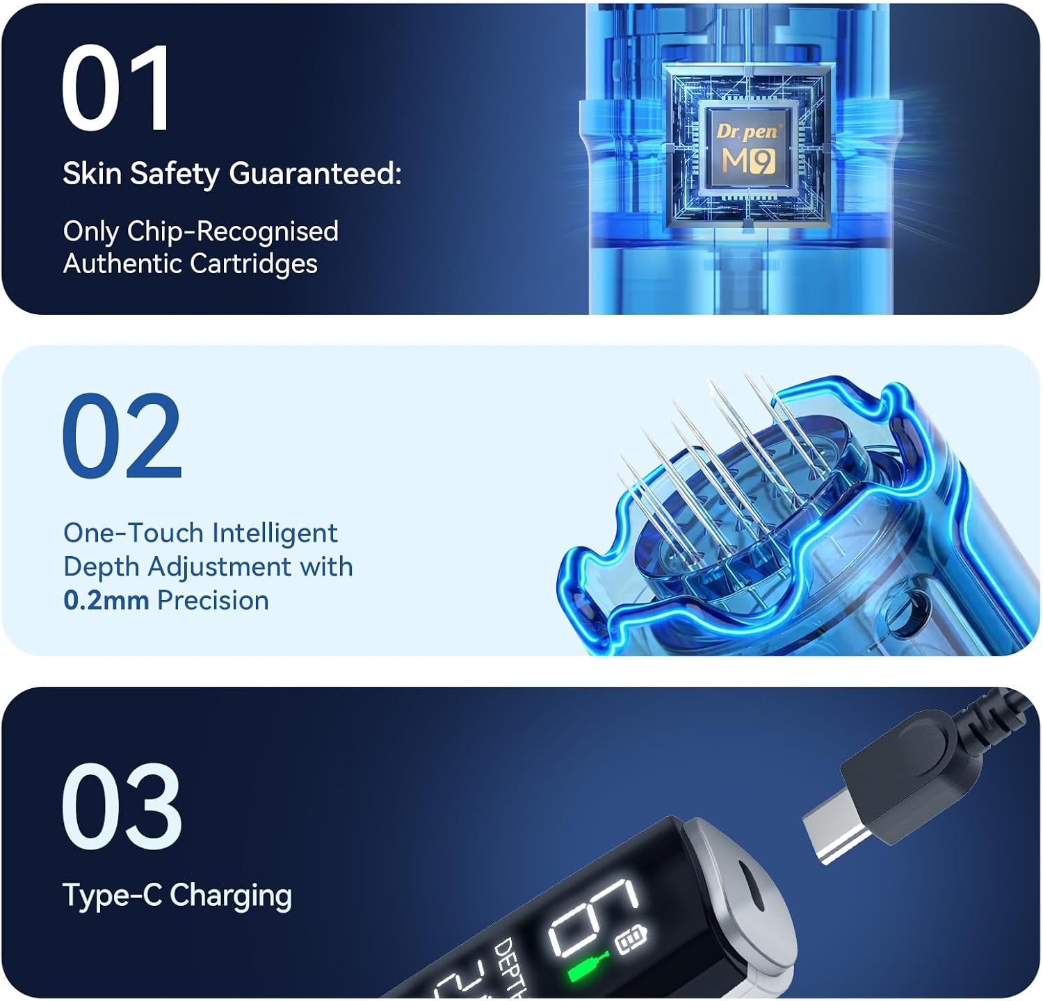 Dr.pen Microneedling Pen M9 with 6pcs Cartridges