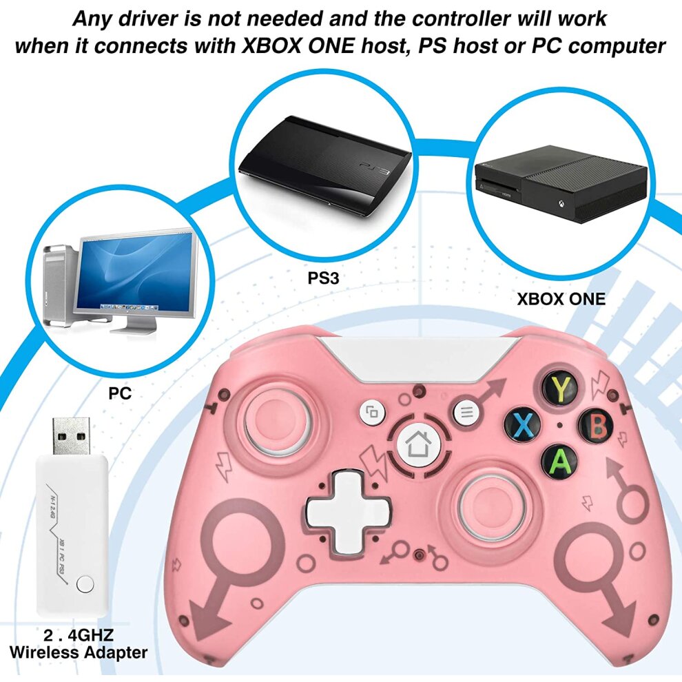 (Pink) Xbox One Wireless Controller Compatible  PC/Xbox Series X/PS3