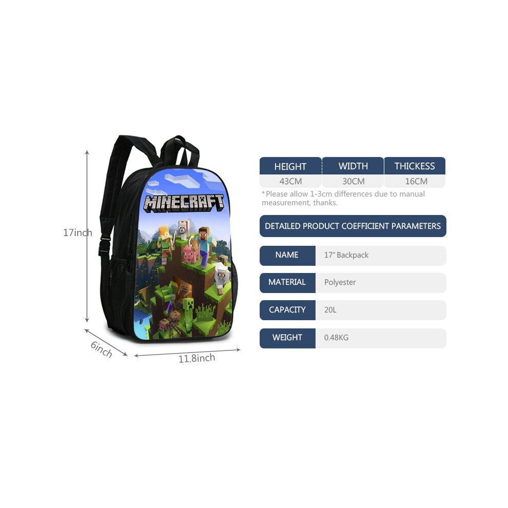 (C3) Minecraft School Bag Double-sided Backpack Kids Gift