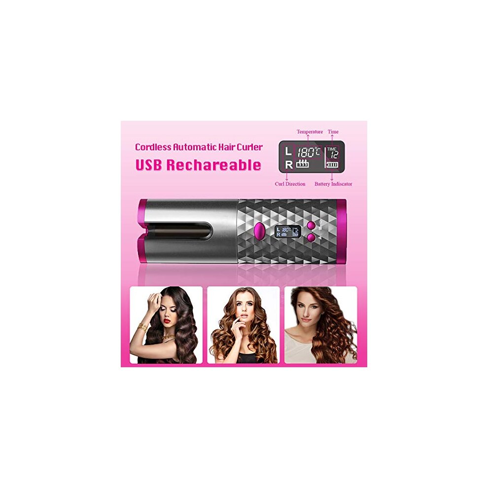 Wireless Automatic Curling Iron, Cordless Auto Curler Restriction with Built-in Recharge