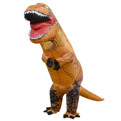 (Orange, Adult (Fits 150-190cm)) Adult Kids Halloween T-REX Inflatable Dinosaur Costume