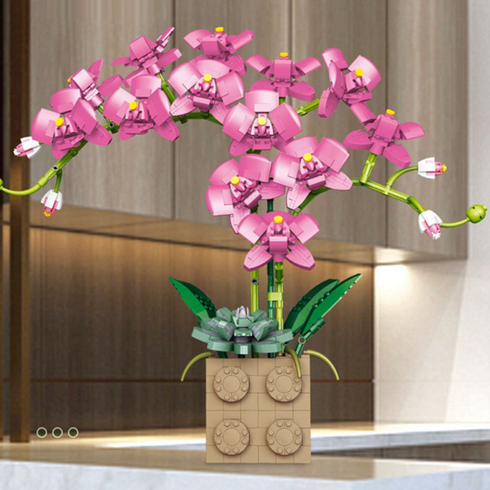 (Purple) Building Block Flower Orchid Series Bonsai Girl bricks Toy Flowers Adult Flower home decorationToys For Gifts