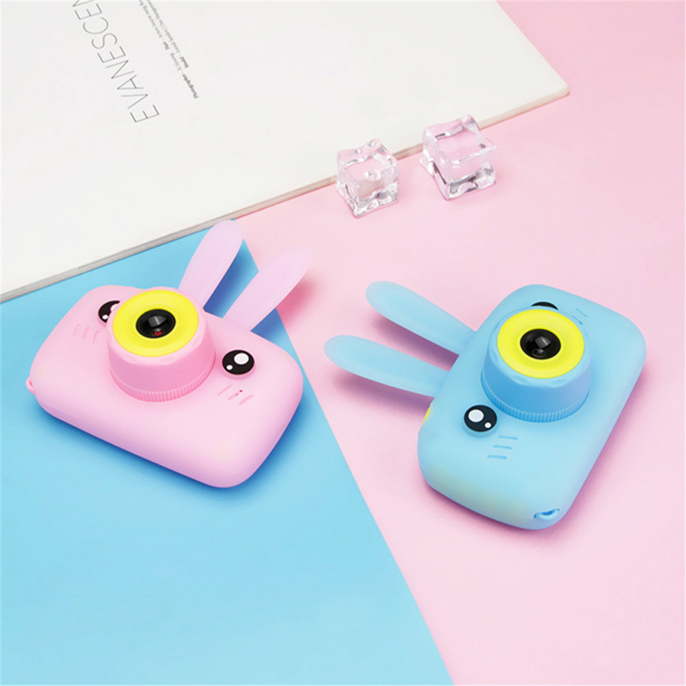 (Yellow) Digital Children Cameras Kids Rabbit Digital Camera Toy Bunny Appearance 1080P Full HD Cartoon Screen Xmas Gift